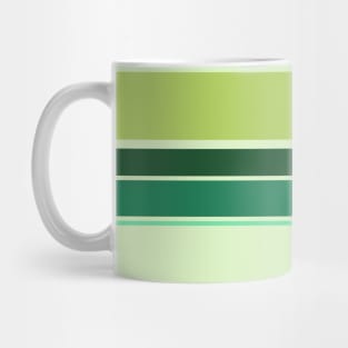 A gentle incorporation of Dark Sea Green, Medium Aquamarine, Very Light Green, Cal Poly Pomona Green and June Bud stripes. Mug